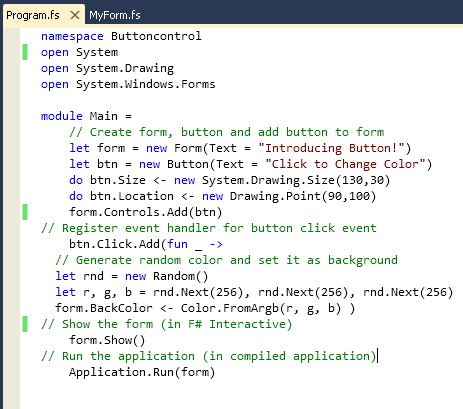 Form Change color Example
