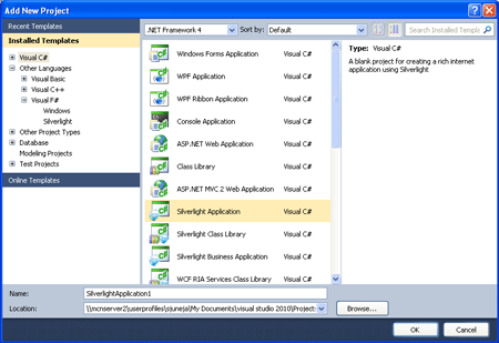 Add New Project Dialog Box
