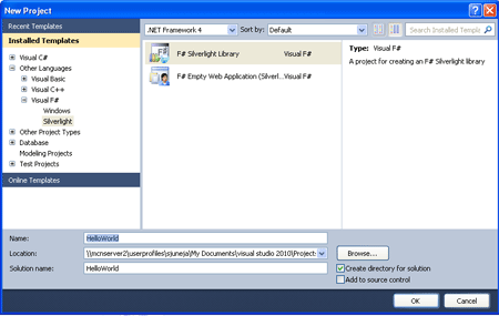 New Project Dialog Box