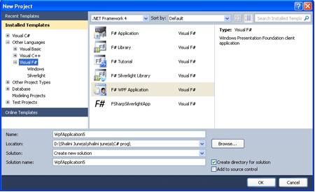 New Project Dialog Box