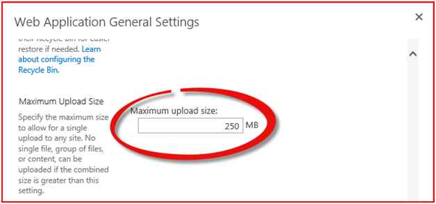 specify the upload size