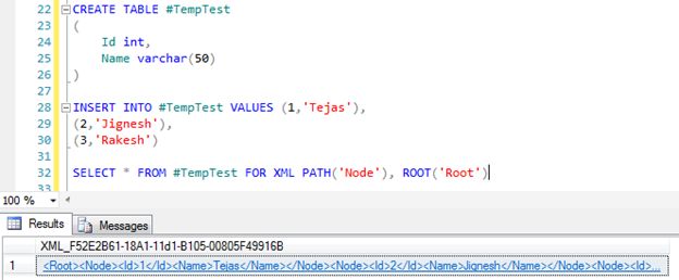 create temptest table