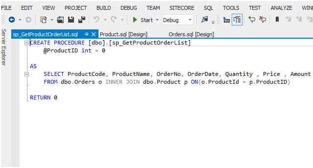 Create a sample Stored Procedure