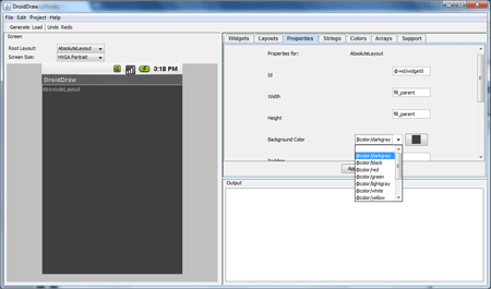 background property in droiddraw
