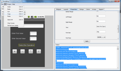 copy script in droiddraw