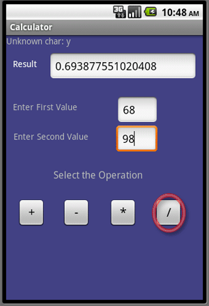 division in android application