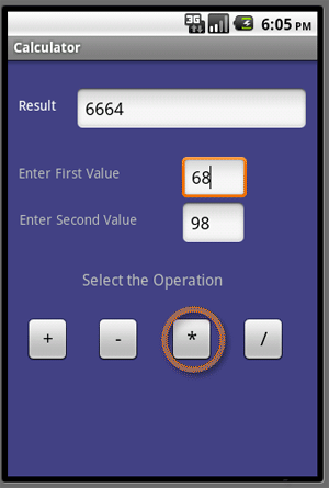 multiplication in android application