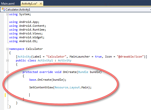 oncreate methode of android application