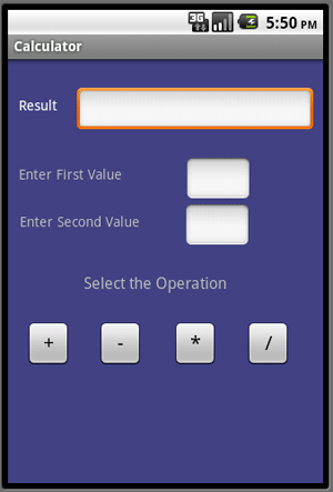 output of calculator in android