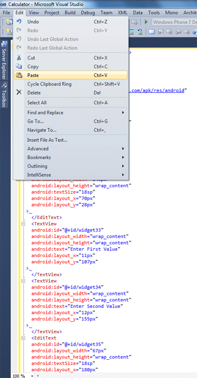 pest the scrit in main.axml page