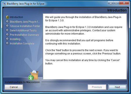 BlackBerry Java Plugin for Eclipse