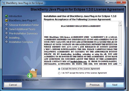 intall BlackBerry Java Plugin 