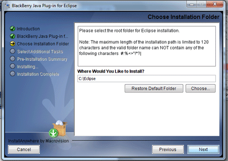 Install BlackBerry Java Plugin for Eclipse