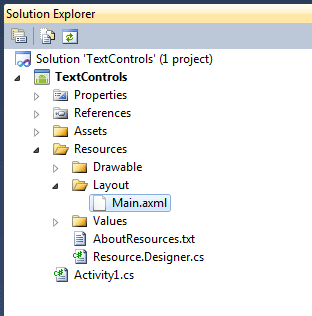 main.axml page in android