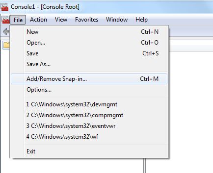 add snap-in in MMC