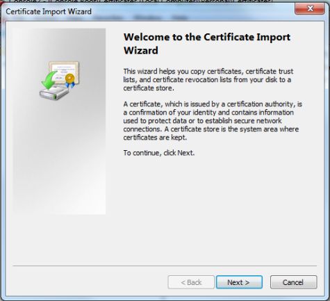 certificate import wizard