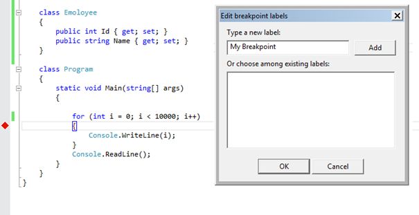breakpoint Edit Labels