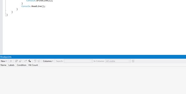 start breakpoint window