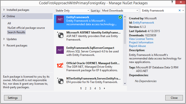 manage nuget package