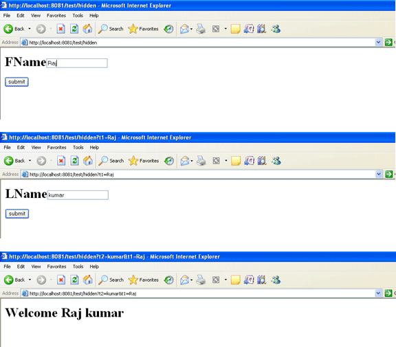 Hidden field in Servlet