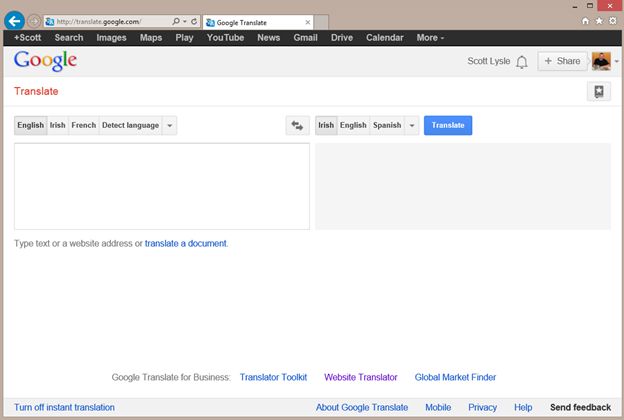 Google Translation Website