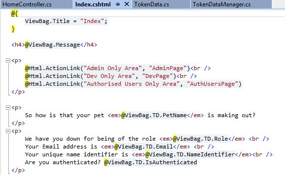 Showing claim data in a view