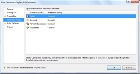 retention policy in TFS