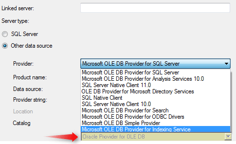 Select Oracle Provider for OLE DB