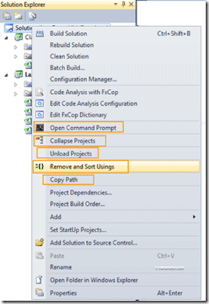 Commands for solution file