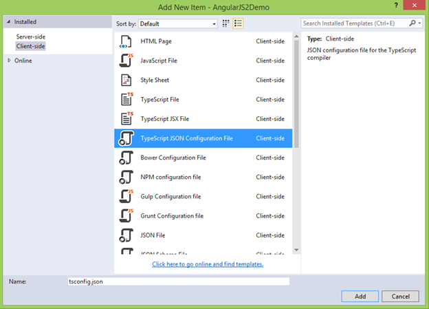 Adding tsconfig.json file