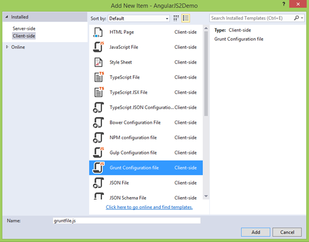 Adding Grunt Configuration file