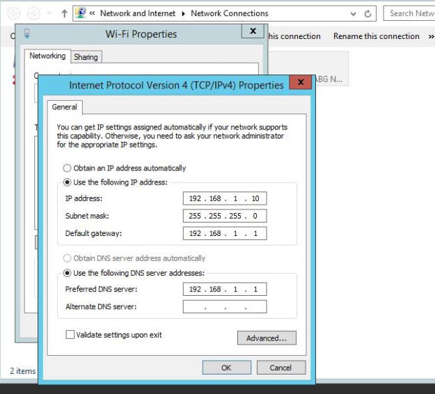 Configuring the IP address for the server