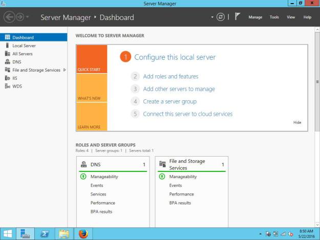 Server Manager application in Windows Server
