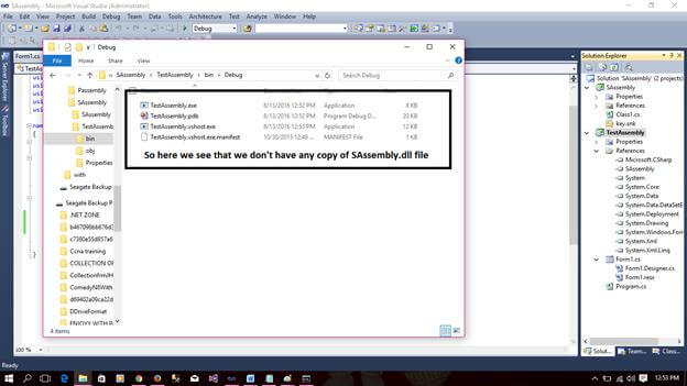 project Bin/debug folder