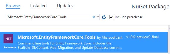 Adding Microsoft.EntityFrameworkCore.Tools package