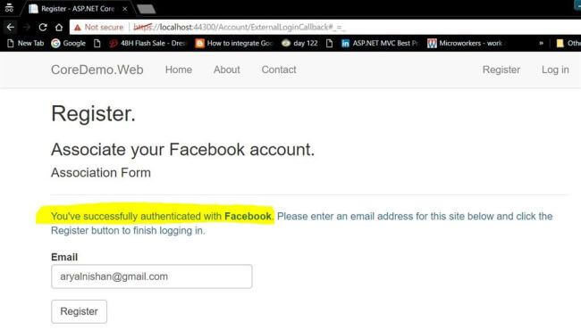 Configure Facebook as External Login Provider in ASP.NET Core