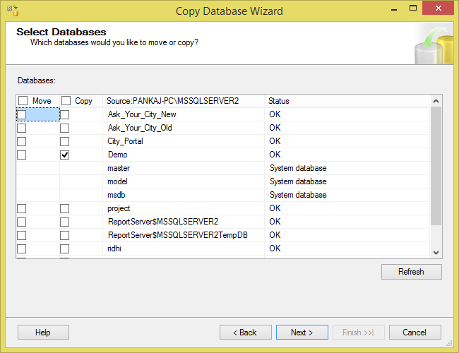 copy database
