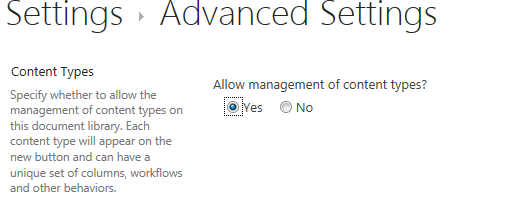 Introduction In this article I would like to explain how to create Document Set In Document Library Using JSOM. A Document Set is a group of related documents that can be created in one step and then managed as a single entity. Source Code: $(document).ready(function() { createDocumentSet(); }); functioncreateDocumentSet() { varclientContext = new SP.ClientContext.get_current(); oWeb = clientContext.get_web(); varoList = oWeb.get_lists().getByTitle("TestLibrary"); clientContext.load(oList); varLibraryFolder = oList.get_rootFolder(); clientContext.load(LibraryFolder); vardocumentSetContentTypeID = "0x0120D520"; vardocumentSetContentType = clientContext.get_site().get_rootWeb().get_contentTypes().getById(documentSetContentTypeID); clientContext.load(documentSetContentType); clientContext.executeQueryAsync(QuerySuccess, QueryFailure); } functionQuerySuccess() { vardocumentSetName = "DocumentSetName"; SP.DocumentSet.DocumentSet.create(clientContext, oLibraryFolder, documentSetName, documentSetContentType.get_id()); clientContext.executeQueryAsync(Success, Failure); } functionQueryFailure() { console.log('Request failed - ' + args.get_message()); } function Success() { console.log('DocumentSet Created Successfully.'); } function Failure(sender, args) { console.log('Request failed - ' + args.get_message()); } Activate Document Set Feature We need to activate it before you can create or configure new Document Set content types. Go to the top-level site in the site collection for which you want to enable Document Sets. Site Actions menu-- />click Site Settings. Site Collection Administration? Site collection features. Find Document Sets in the list, and then click Activate. Add Document Set as a Content Type to your Document Library Go to Document Settings and change the Advanced Settings to: Allow management of content types Then Goto the Settings?add from existing site content types and find the Document Set content type. Select Document Set and click Add: Go to your Document library and select New Document -> Document Set from the drop-down list, Here we will see how to create a Document Set programmatically using csom,
