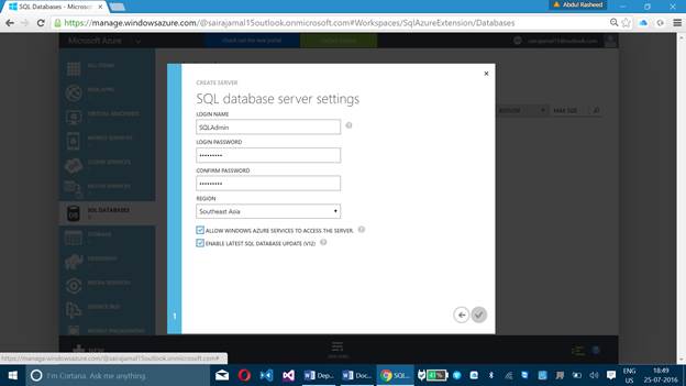 Specify the Database