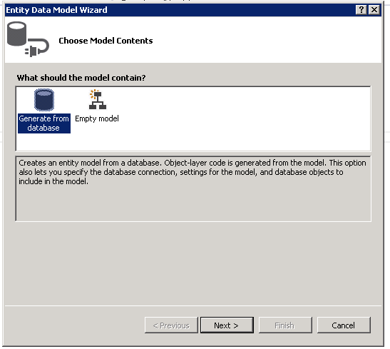 Entity Data Model Wizard