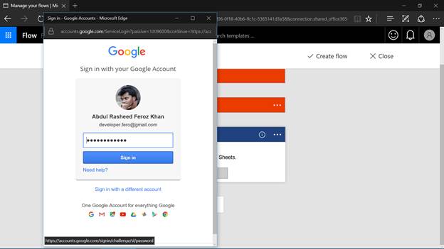 google account credentials