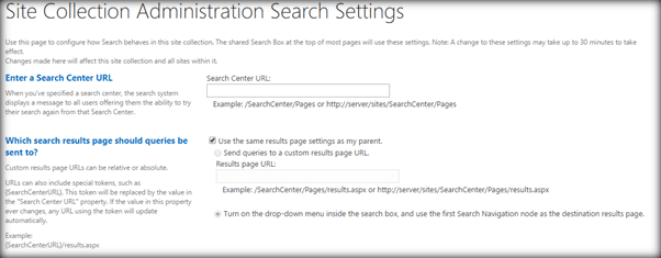 Site Collection Administration Search Setting