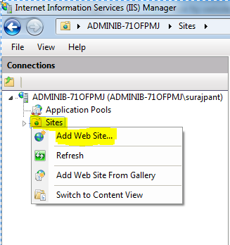 Add Web Site