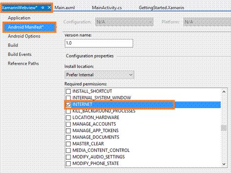 Web View Control in Xamarin