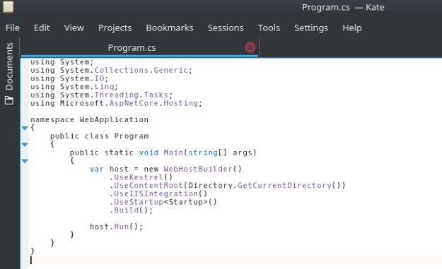  Source code for the Program.cs file