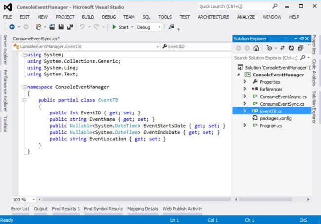 Adding EventTB Class in Console Project