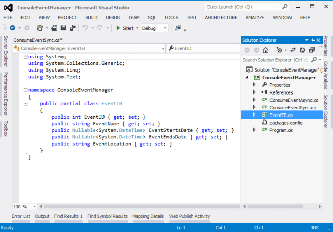 Adding EventTB Class in Console Project
