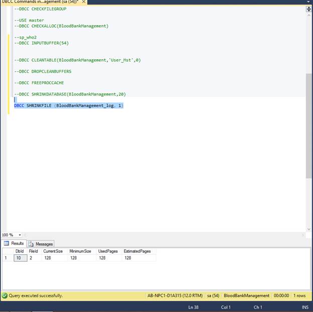 DBCC SHRINKFILE