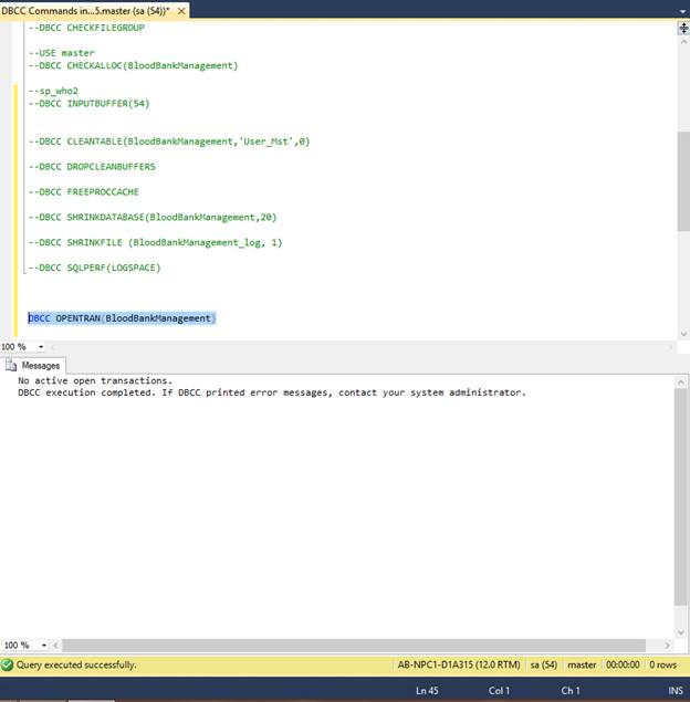  DBCC OPENTRAN