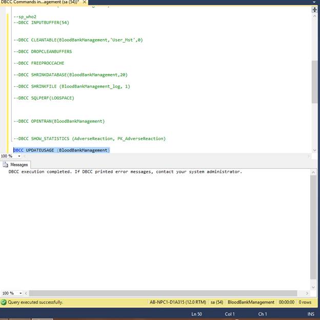 DBCC UPDATEUSAGE